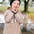 Béžová softshellová bunda přes hlavu