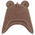 Hnědá medvídková ušanka s fleecem a teddy