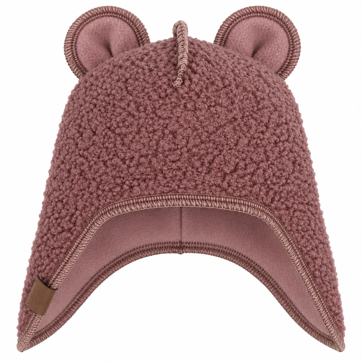 Starorůžová medvídková ušanka s fleecem a teddy