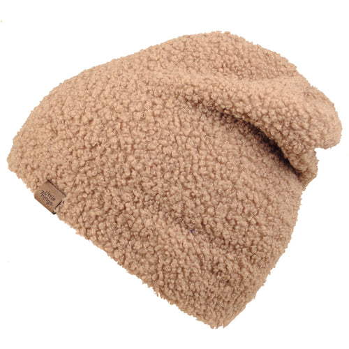 béžová teddy čepice trpasličího střihu