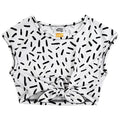 bílý bavlněný crop top s potiskem čárek