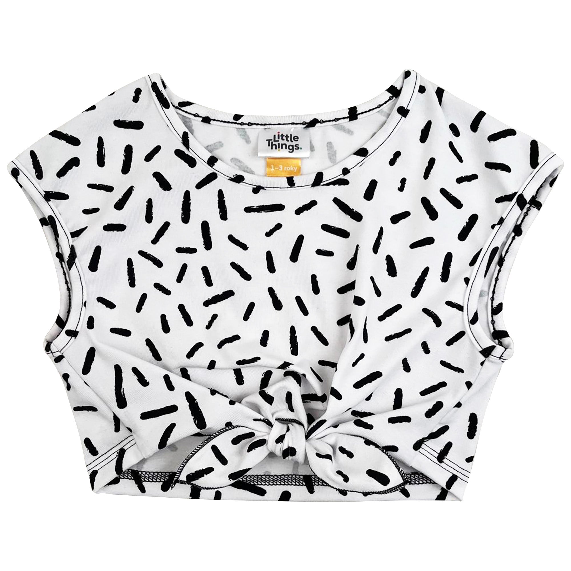 bílý bavlněný crop top s potiskem čárek