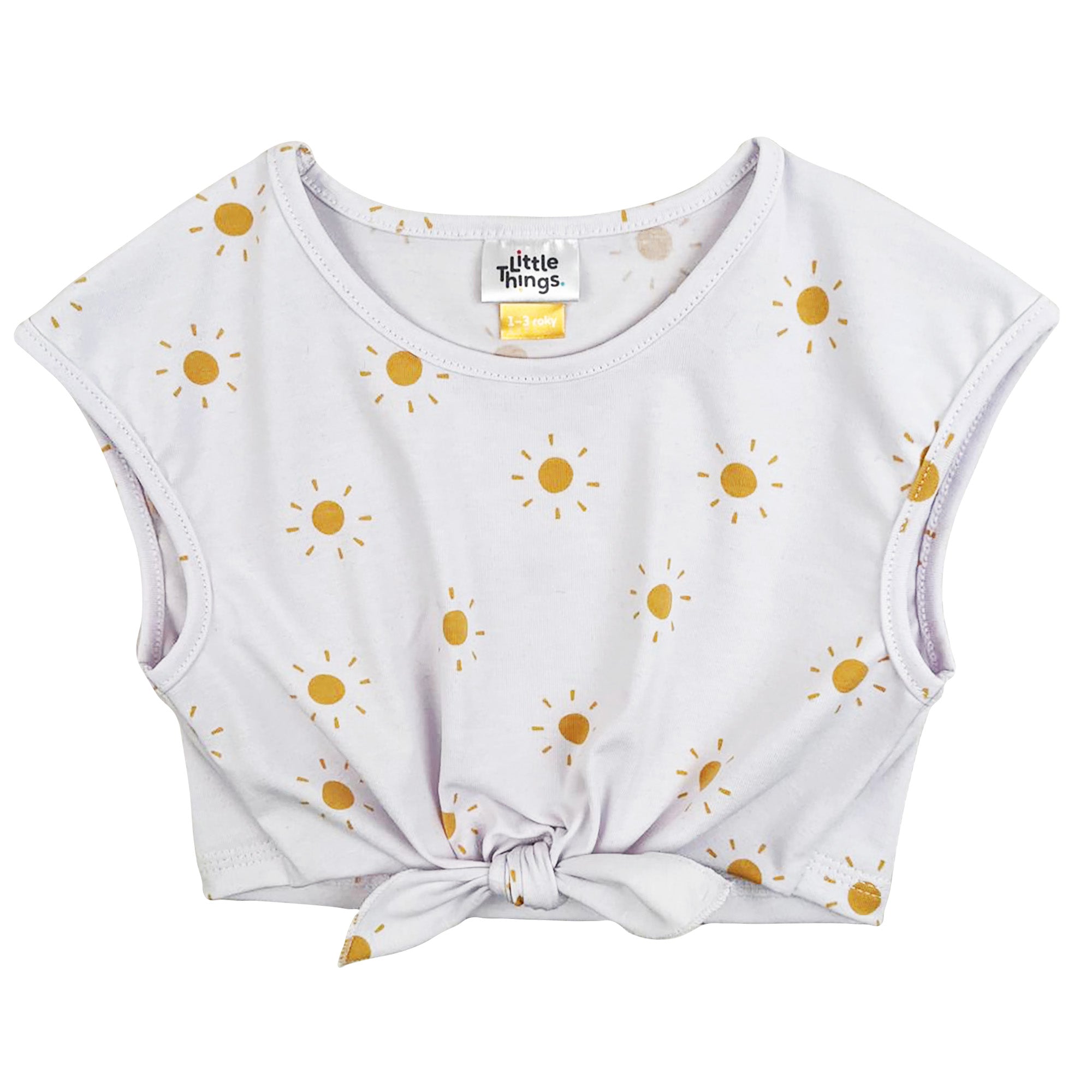 bílý bavlněný crop top s potiskem sluníček
