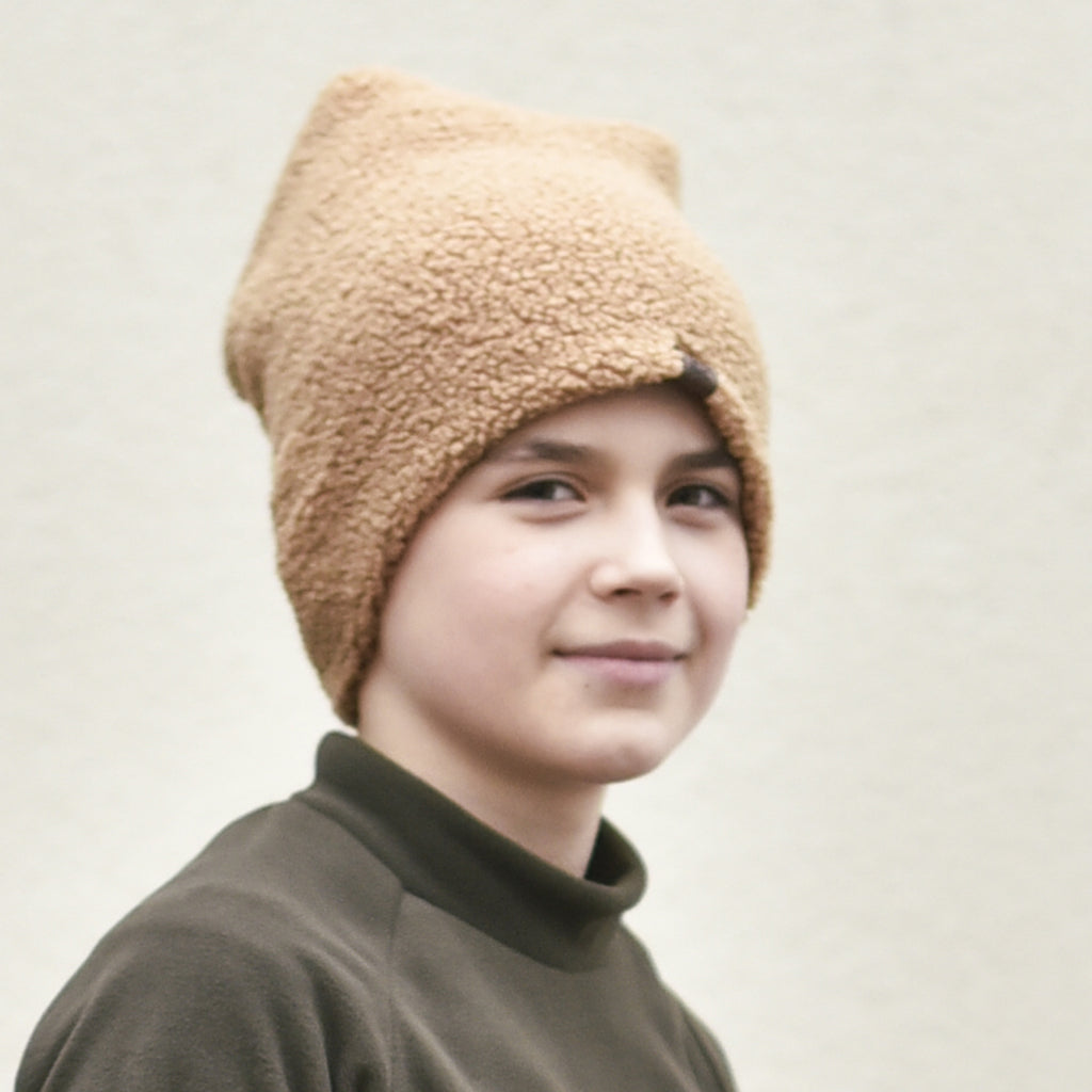 camel teddy čepice trpasličího střihu