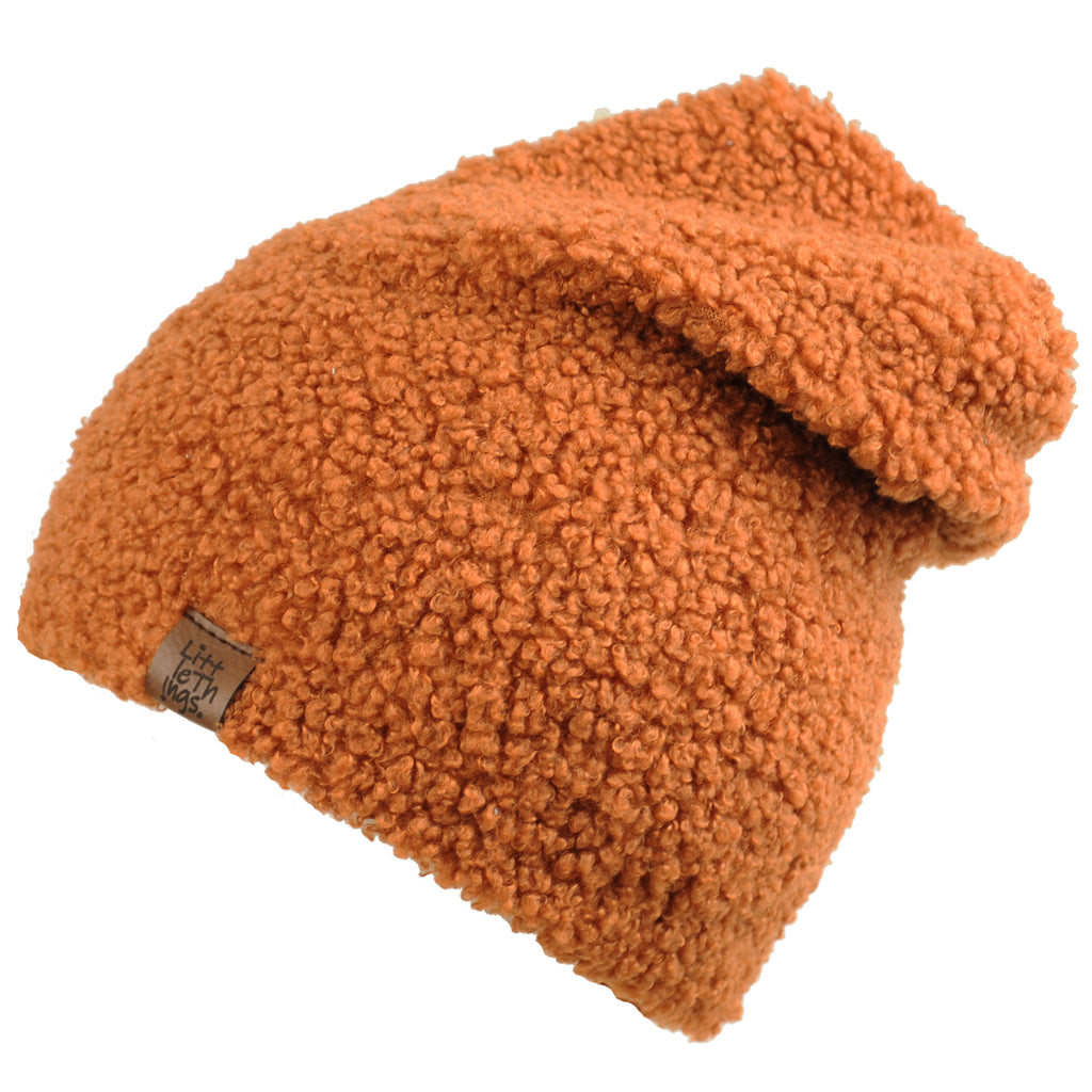 hnědá teddy čepice trpasličího střihu
