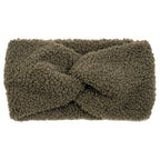 khaki zelená teddy čelenka