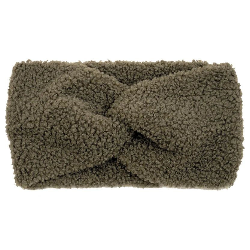 Khaki zelená teddy čelenka