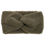 Khaki zelená teddy čelenka