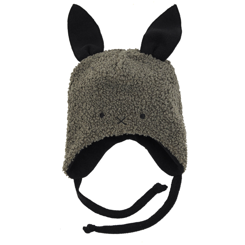 khaki zelená teddy čepice "zajíček"