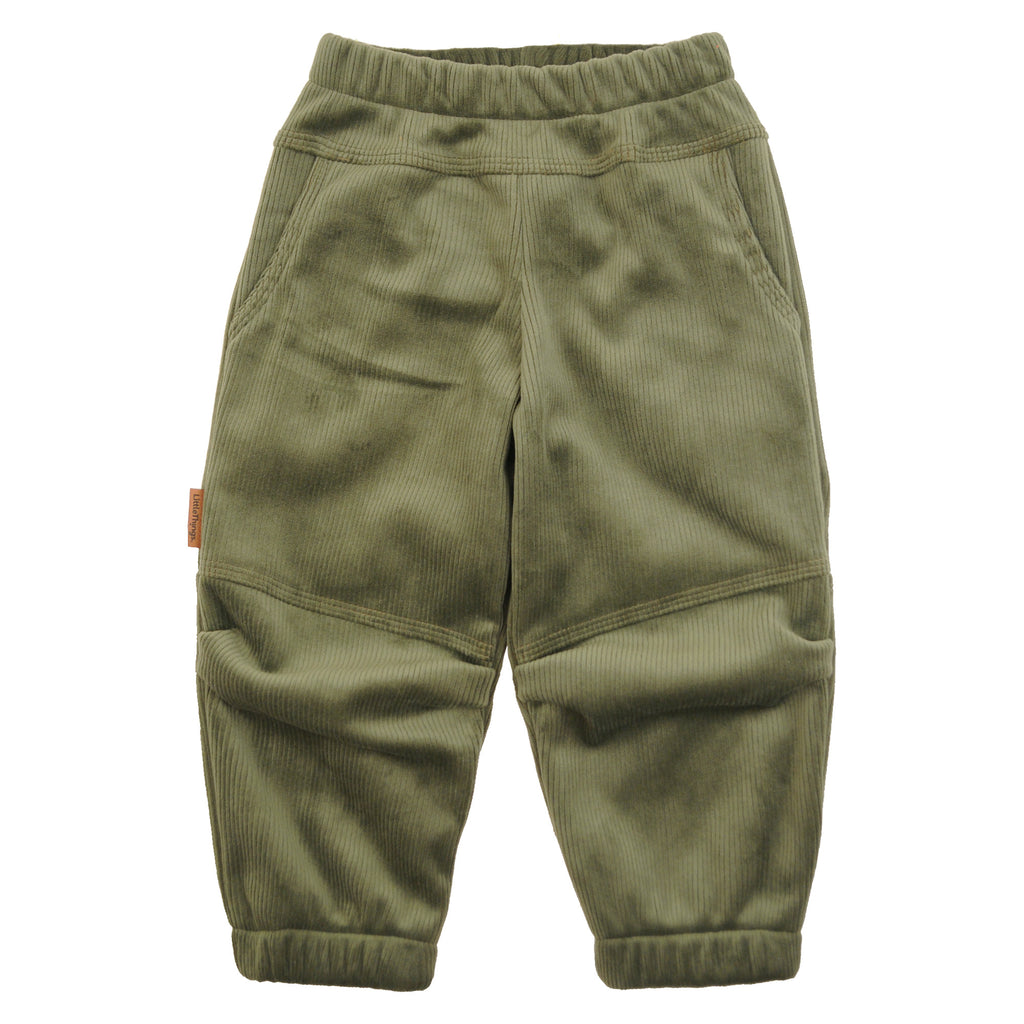 khaki zelené manšestrové kalhoty