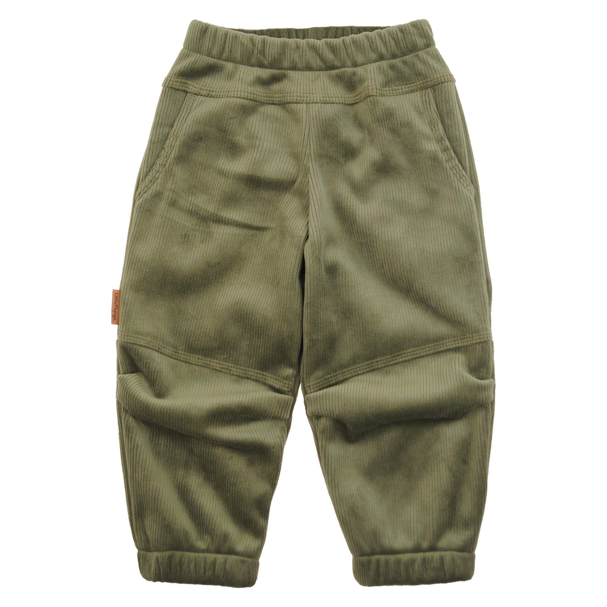 khaki zelené manšestrové kalhoty
