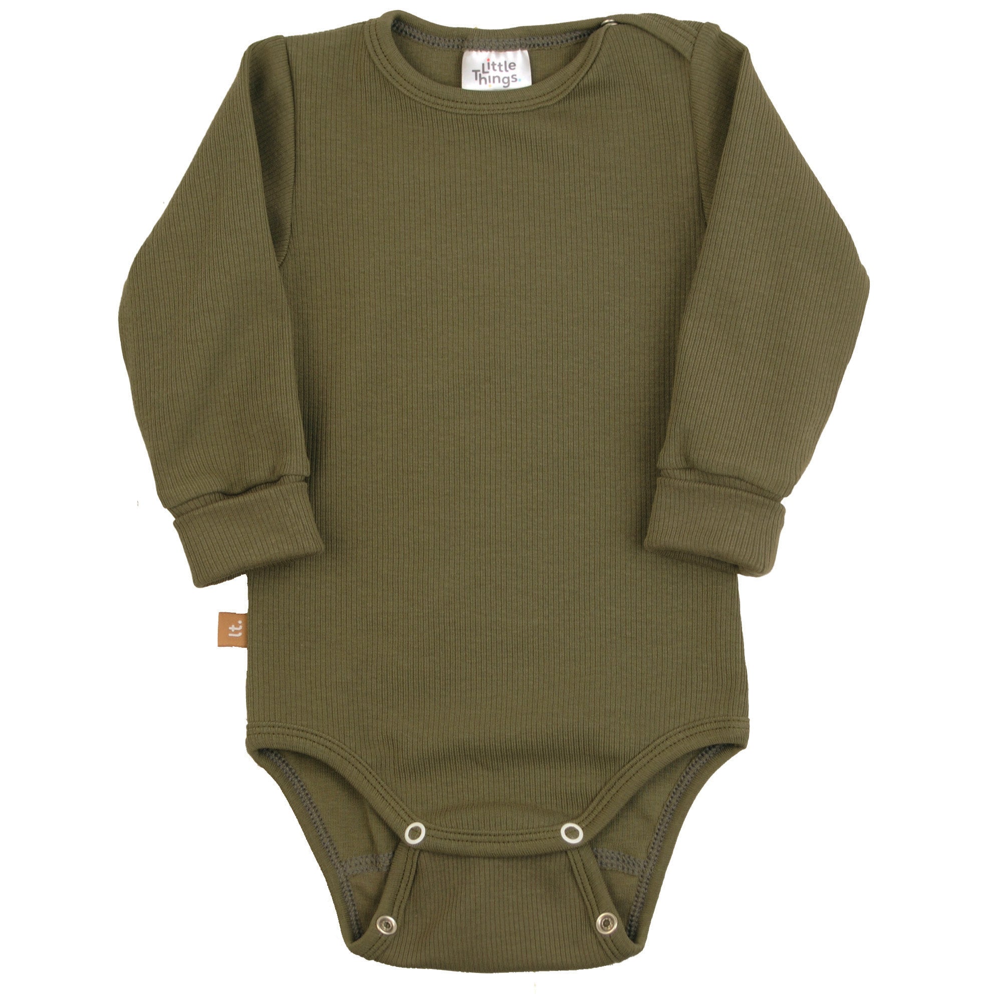 khaki zelené rostoucí body s dlouhým rukávem