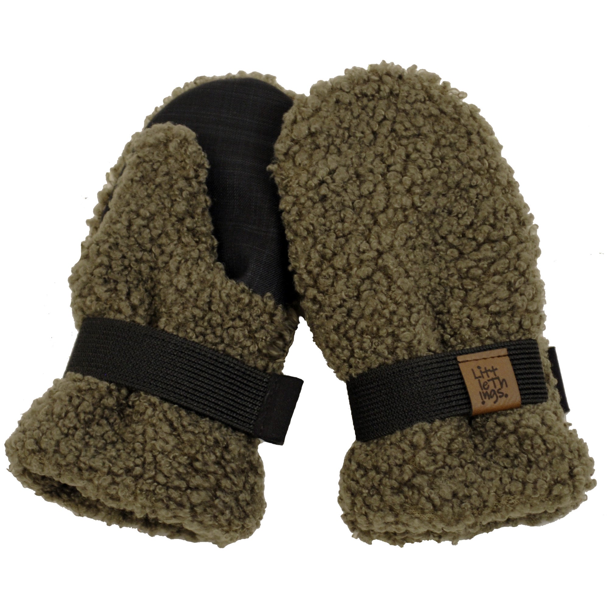 khaki zelené teddy rukavice