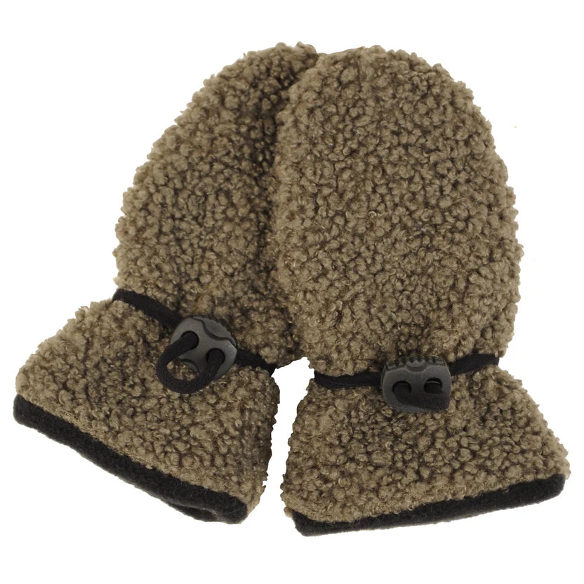 Khaki zelené teddy rukavičky