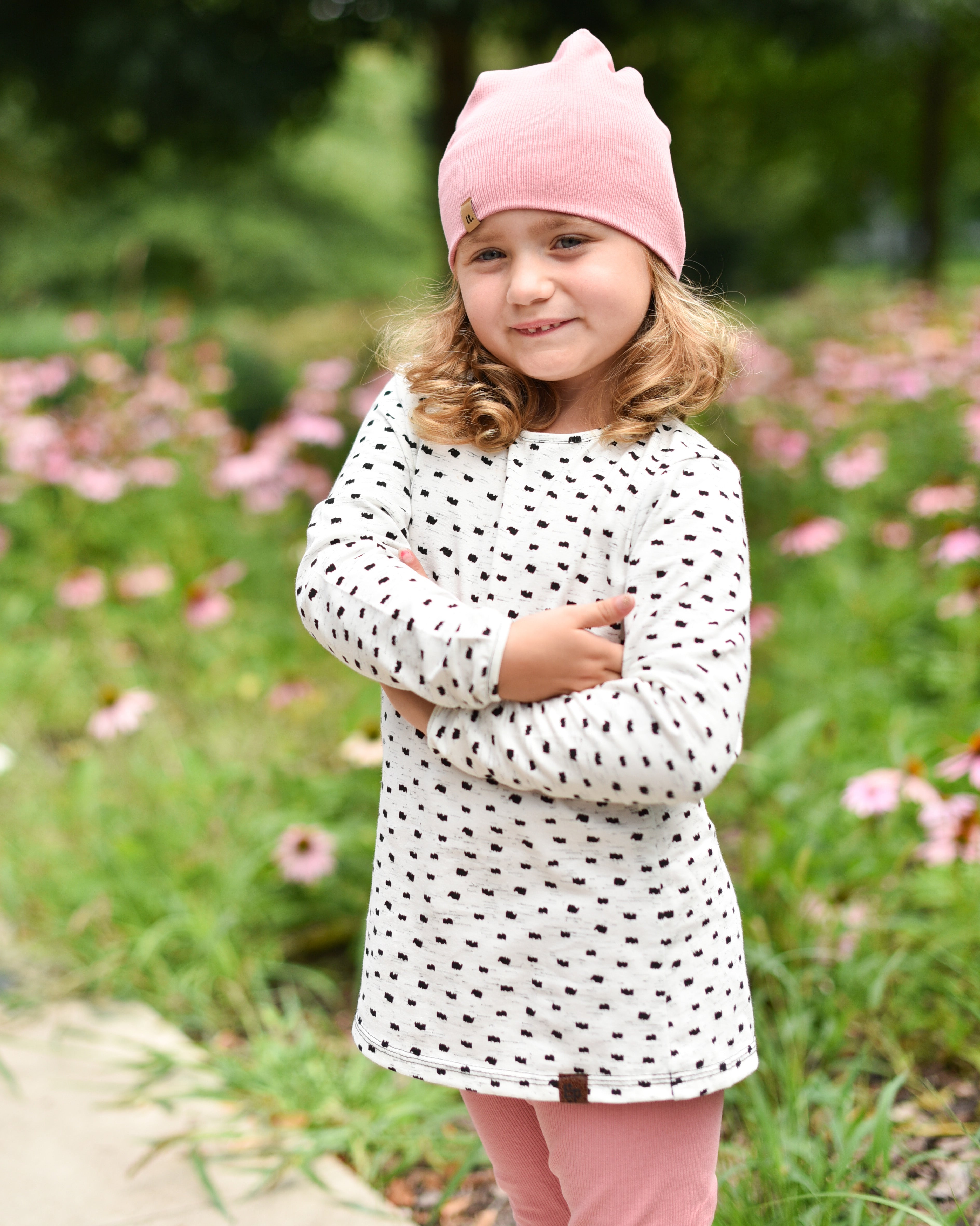 růžová bavlněná trpasličí čepice