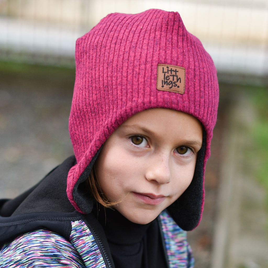 růžová svetrovinová ušanka podšitá microfleecem