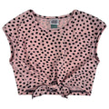 růžový bavlněný crop top s potiskem