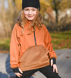 skořicově hnědá softshellová bunda přes hlavu