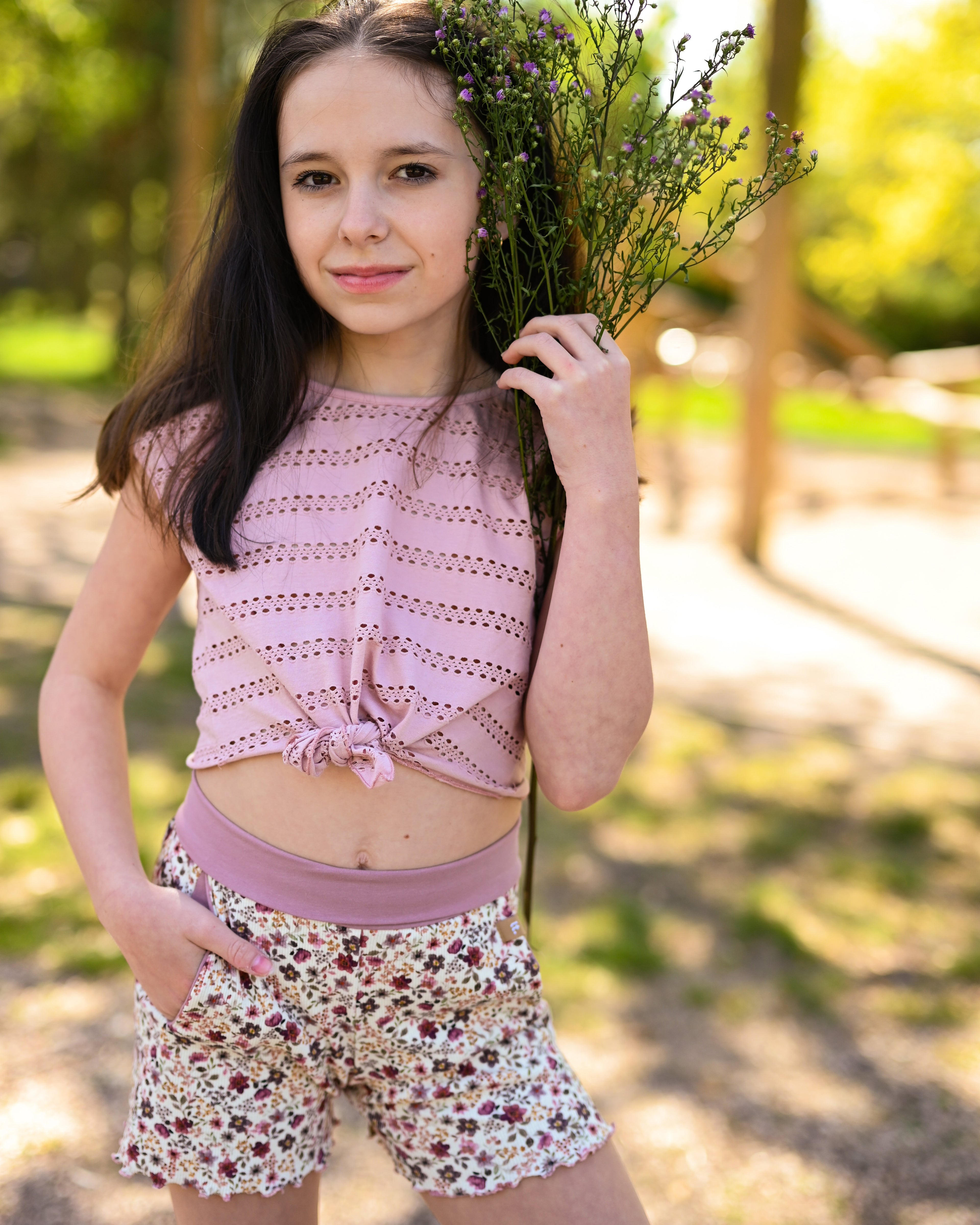 starorůžový bavlněný crop top