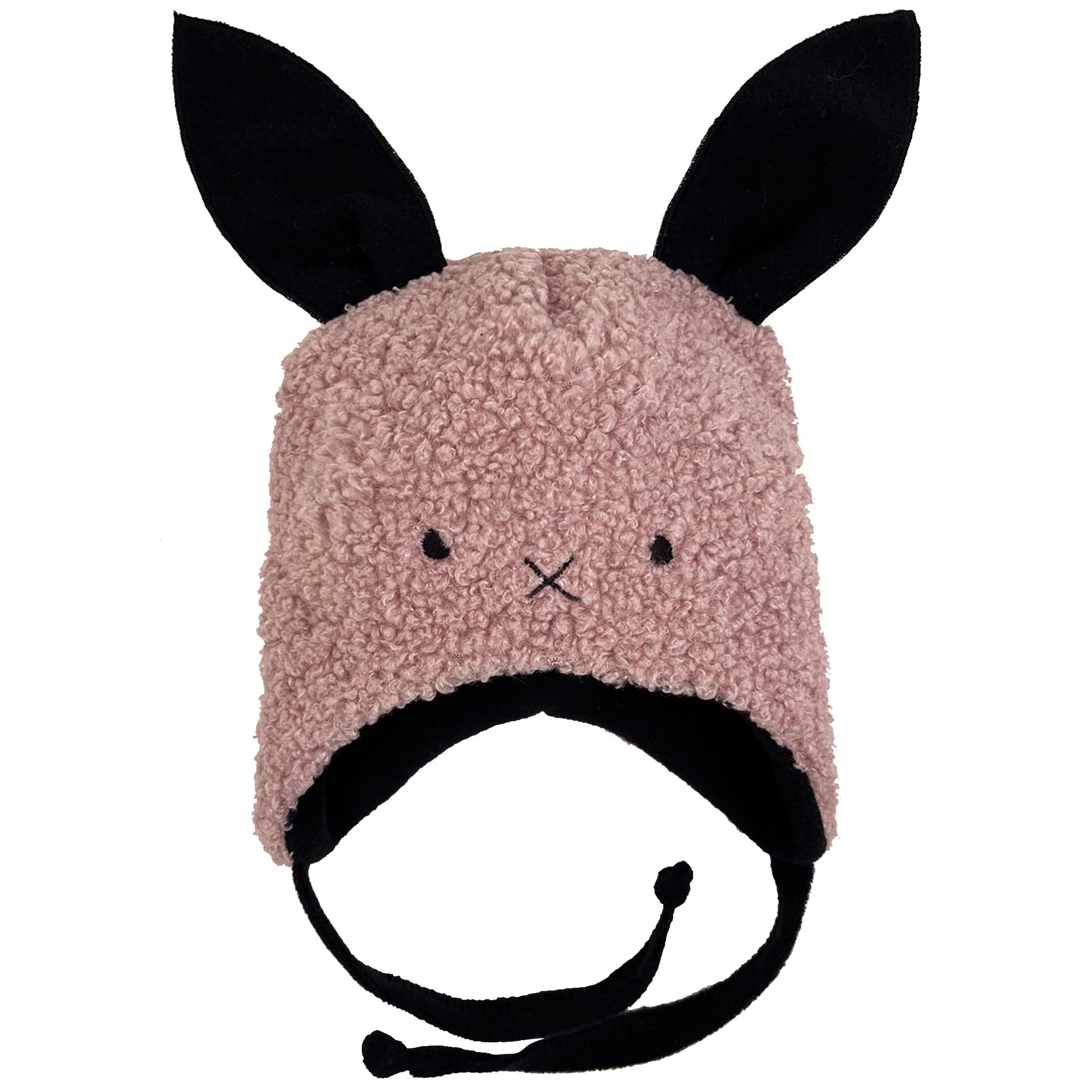 světle růžová teddy čepice "zajíček"
