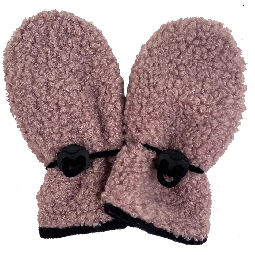 Světle růžové teddy rukavičky
