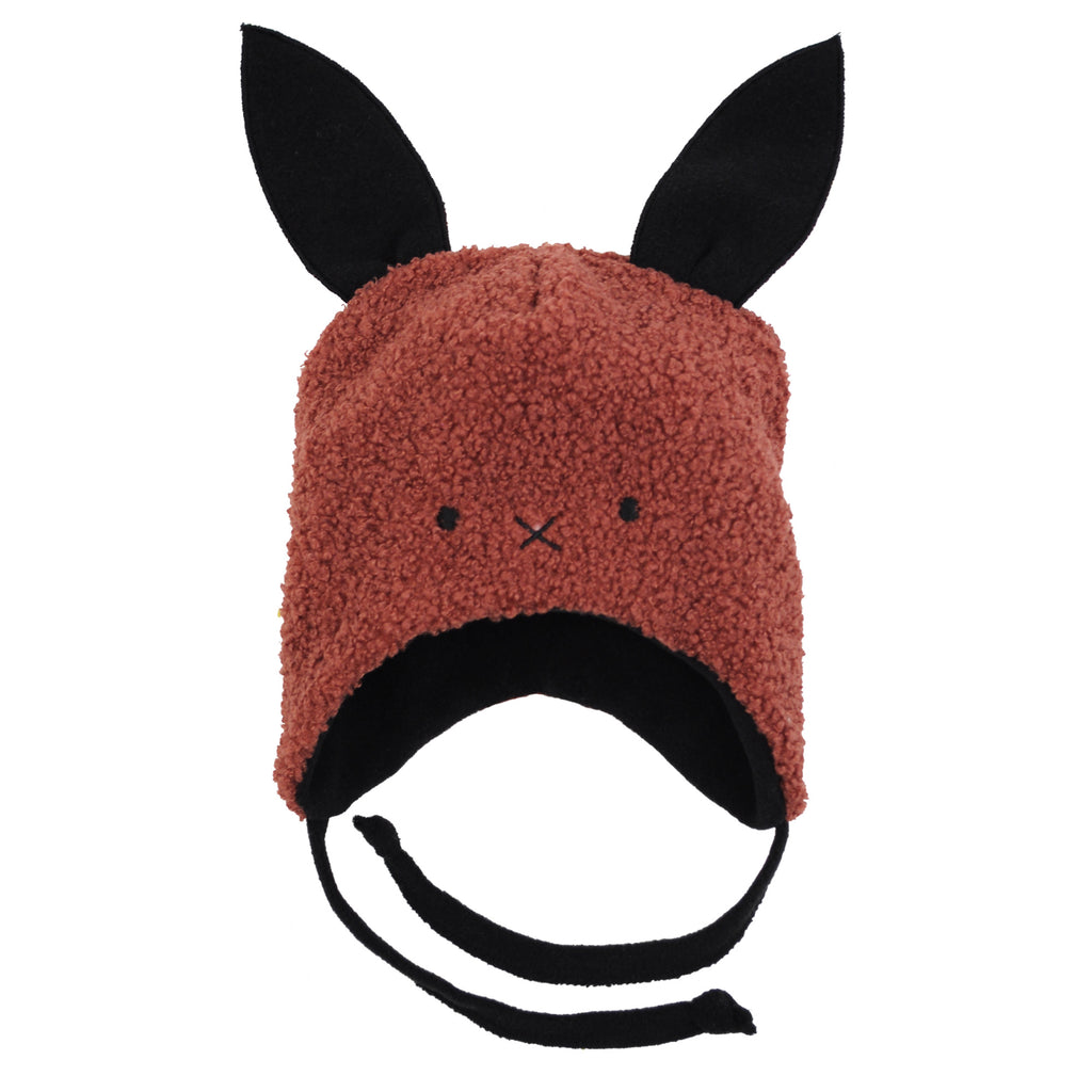 vínová teddy čepice "zajíček"