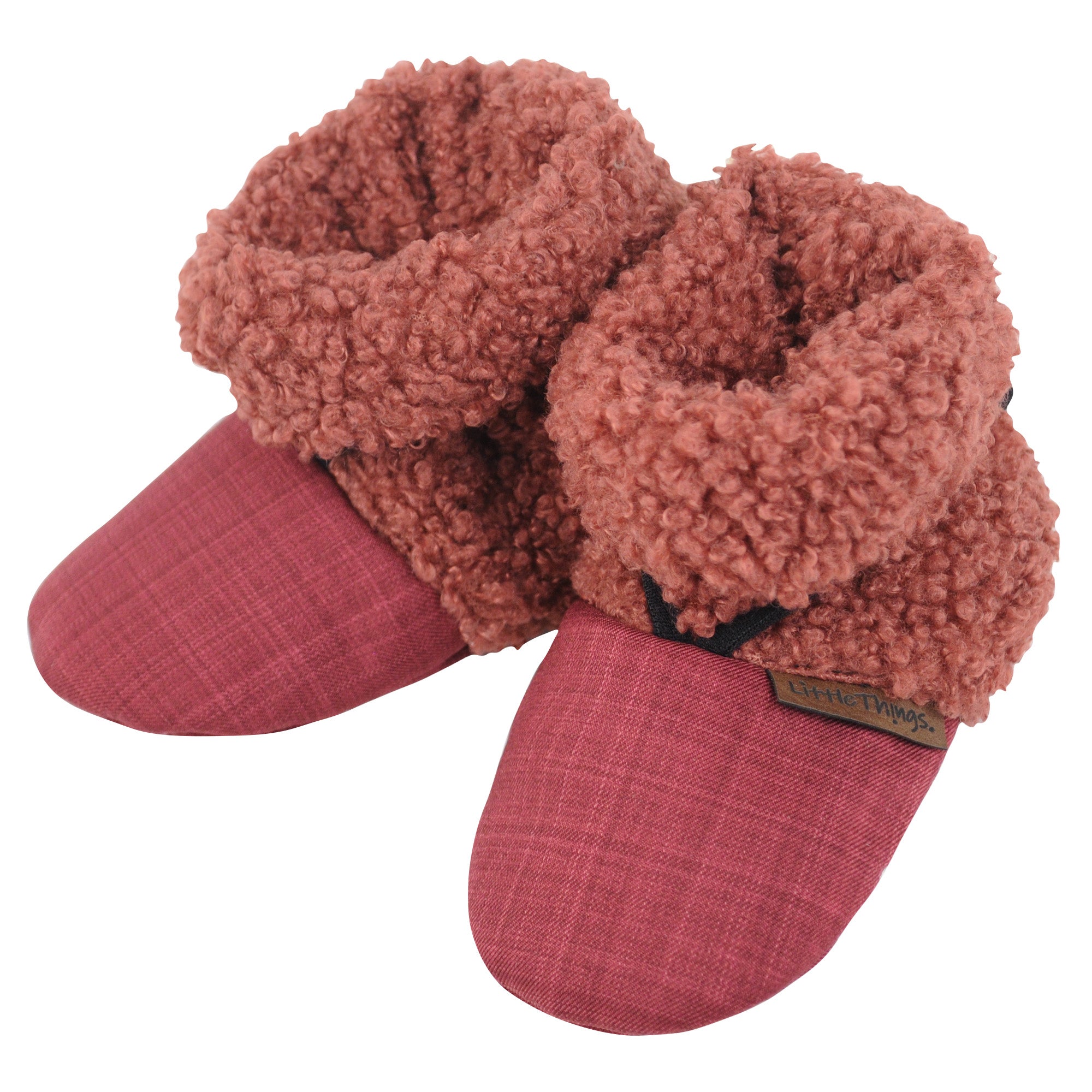 vínové teddy softshellové bačkorky