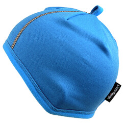 modrá tecnostretchová čepice tvarovaná na uši