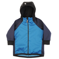 modro-petrolejová softshellová bunda s kapucí 