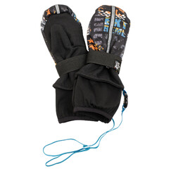 	černé zimní softshellové rukavice s motorkářským vzorem