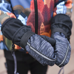 černé melírované zimní softshellové rukavice